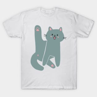 Gray Cat Licking Butt T-Shirt